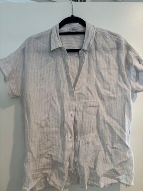 James Perse Light Gray Short-Sleeve Button-Down Shirt